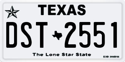 TX license plate DST2551