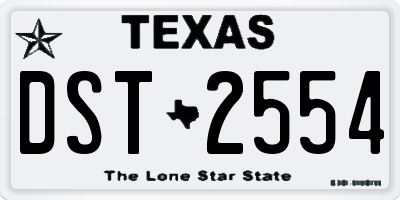 TX license plate DST2554