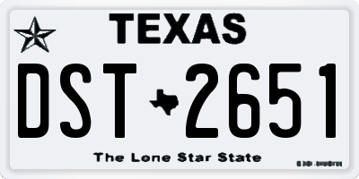 TX license plate DST2651