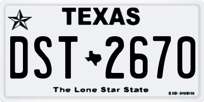 TX license plate DST2670