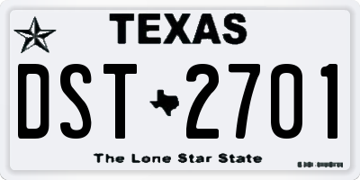 TX license plate DST2701