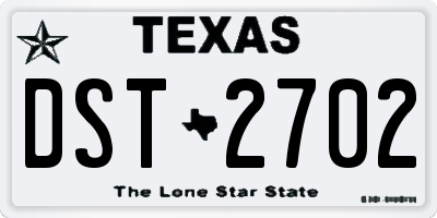 TX license plate DST2702