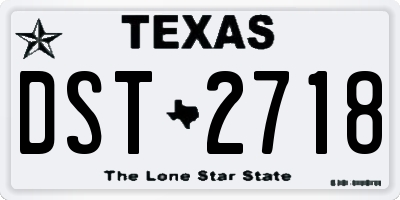 TX license plate DST2718