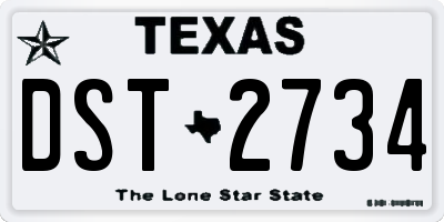 TX license plate DST2734