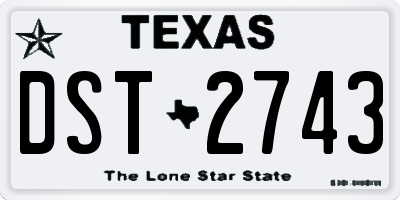 TX license plate DST2743