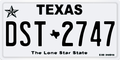TX license plate DST2747
