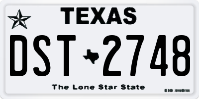 TX license plate DST2748