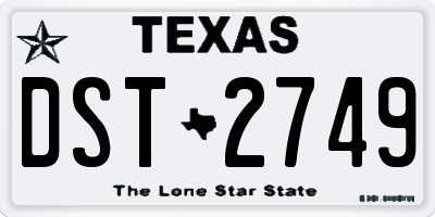 TX license plate DST2749