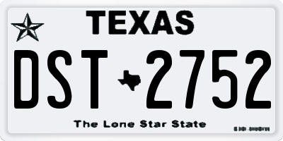 TX license plate DST2752