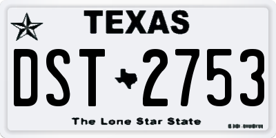 TX license plate DST2753