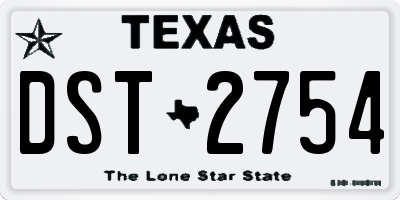 TX license plate DST2754