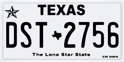 TX license plate DST2756