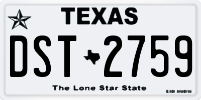 TX license plate DST2759
