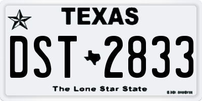 TX license plate DST2833