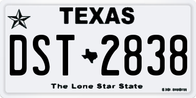 TX license plate DST2838
