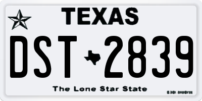 TX license plate DST2839