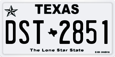 TX license plate DST2851