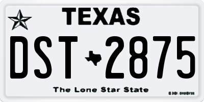 TX license plate DST2875