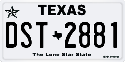 TX license plate DST2881