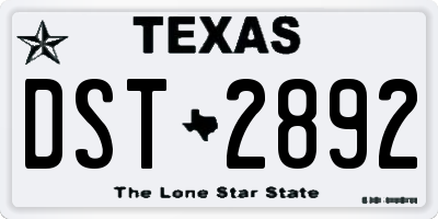 TX license plate DST2892