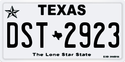 TX license plate DST2923