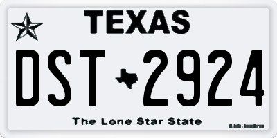 TX license plate DST2924