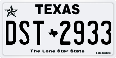 TX license plate DST2933