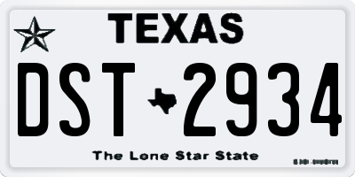 TX license plate DST2934