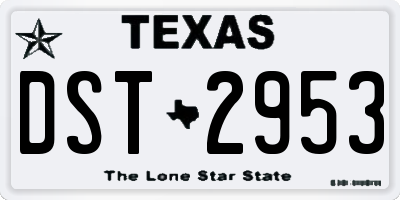 TX license plate DST2953