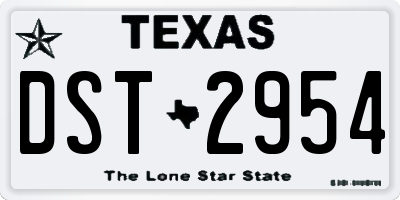 TX license plate DST2954