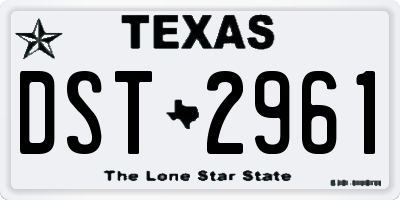 TX license plate DST2961