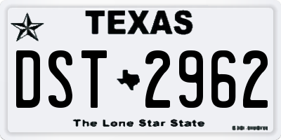 TX license plate DST2962
