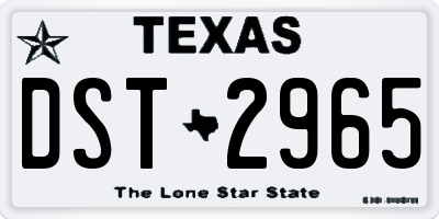 TX license plate DST2965