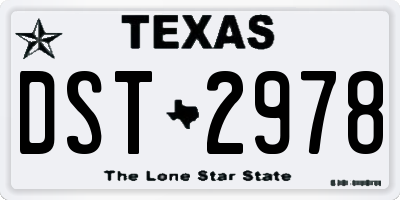 TX license plate DST2978