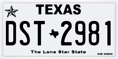 TX license plate DST2981
