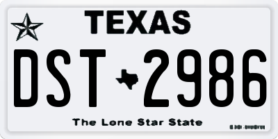 TX license plate DST2986