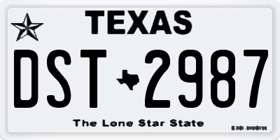 TX license plate DST2987