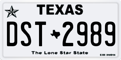 TX license plate DST2989