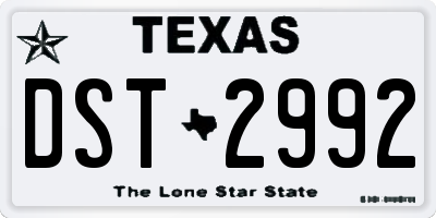 TX license plate DST2992