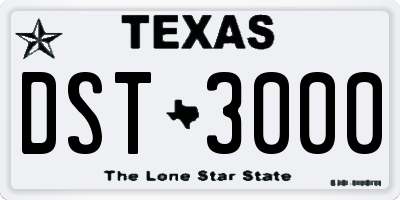 TX license plate DST3000