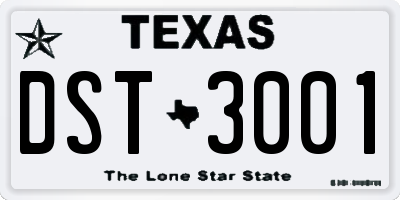 TX license plate DST3001