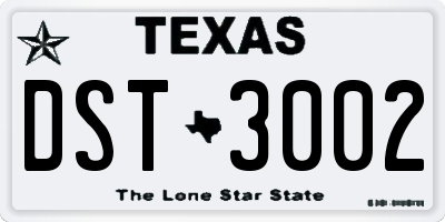 TX license plate DST3002