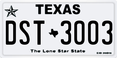 TX license plate DST3003