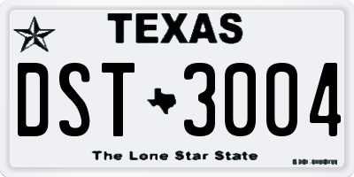 TX license plate DST3004