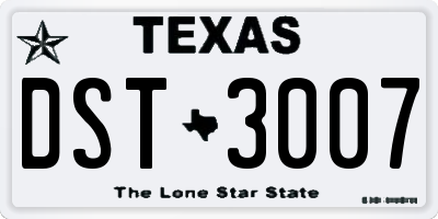 TX license plate DST3007