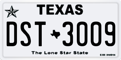 TX license plate DST3009