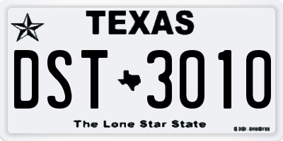 TX license plate DST3010