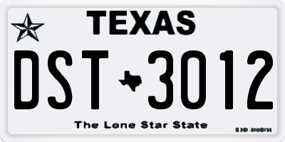 TX license plate DST3012