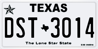 TX license plate DST3014