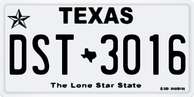 TX license plate DST3016